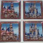 4 Disney World Cinderella Castle Disneyland Sleeping Beauty Plate Set Theme Park