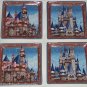 4 Disney World Cinderella Castle Disneyland Sleeping Beauty Plate Set Theme Park