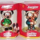 2 Disney Mickey Mouse Minnie Ornament Energizer European Glass Mouth Blown