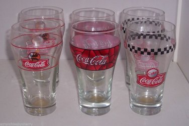 6 Coke Coca Cola Drinking Glass 3 Different Glass Soda Pop Collectible Vintage