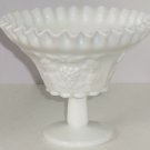 Westmoreland Ruffled Bowl Candy Fruit Grapes Footed  White Milk Glass Vintage