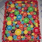 M&M M&Ms Fleece Blanket Candy Blue Red Yellow Green Hand Tied  Baby Pet Lap Gift