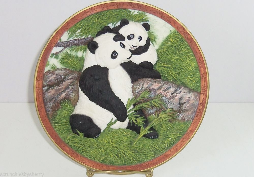 Panda Bear Collector Plate 3D Playful Interlude Vintage Bradford Exchange Nelson