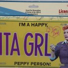 I Love Lucy Metal License Plate Tag Vita GRL I'm A Happy Peppy Person