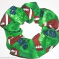 Footballs Hair Scrunchie Green Fabric Scrunchies by Sherry