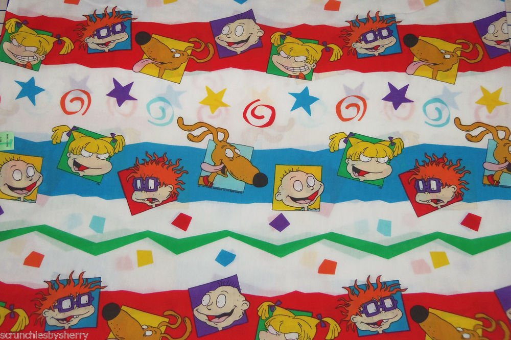 Rug Rats Twin Flat Sheet Craft Sewing Fabric Vintage Nick Jr