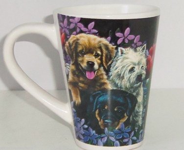 Collie Hound Dog Black Lab Spaniel Coffee Mug Puppy Floral Tea