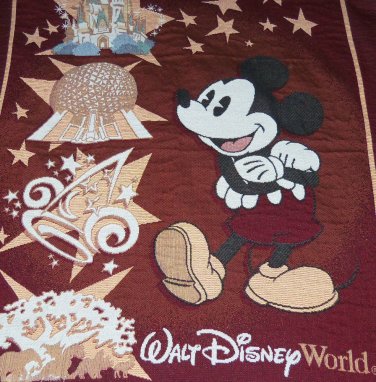 Walt Disney World Mickey Mouse Throw Blanket Woven Cinderella Castle Epcot