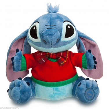Disney Store Stitch Christmas Plush Toy Green Plaid  Shirt 2013