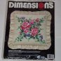 Dimensions Roses Ivy Pillow Needlepoint Crewel Pink Purple Green NIP Vintage