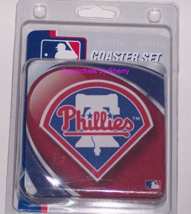 Philadelphia Phillies Coasters Baseball 4-Pack Glass Can Bottle MLB
