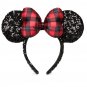 Disney Parks Minnie Mouse Christmas Headband Ears Sequins Plaid Bow 2017