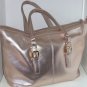 Barr Barr Metallic Leather Satchel Handbag Crossbody Strap Gold Purse