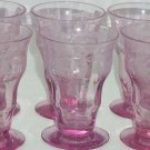 Balda Floral Etched Purple Juice Glass Depression Alexandrite Vintage Lot of 6