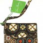 Vera Bradley Canyon Super Smart Wristlet Wallet Brown Orange Gray Cell Phone New