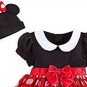 Disney Store Minnie Mouse Baby Bodysuit Costume Dress Hat with Bow 0-3 Months