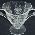 Heisey Open Sugar Bowl Orchid Etched Vintage