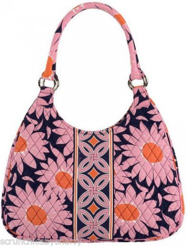 Vera Bradley Large Hobo Loves Me Purse Shoulder Bag Pink Orange Navy New
