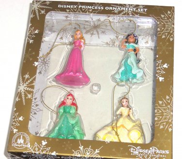 Disney Princess Ariel Belle Jasmine Aurora Beauty Ornament Set Theme Parks