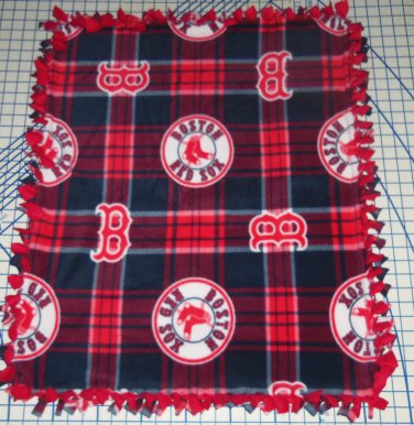 Boston Red Sox Plaid Tied Fleece Baby Pet Dog Blanket MLB