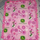 John Deere Pink Fleece Blanket Tractors Paisley Baby Pet Lap Ric Rac