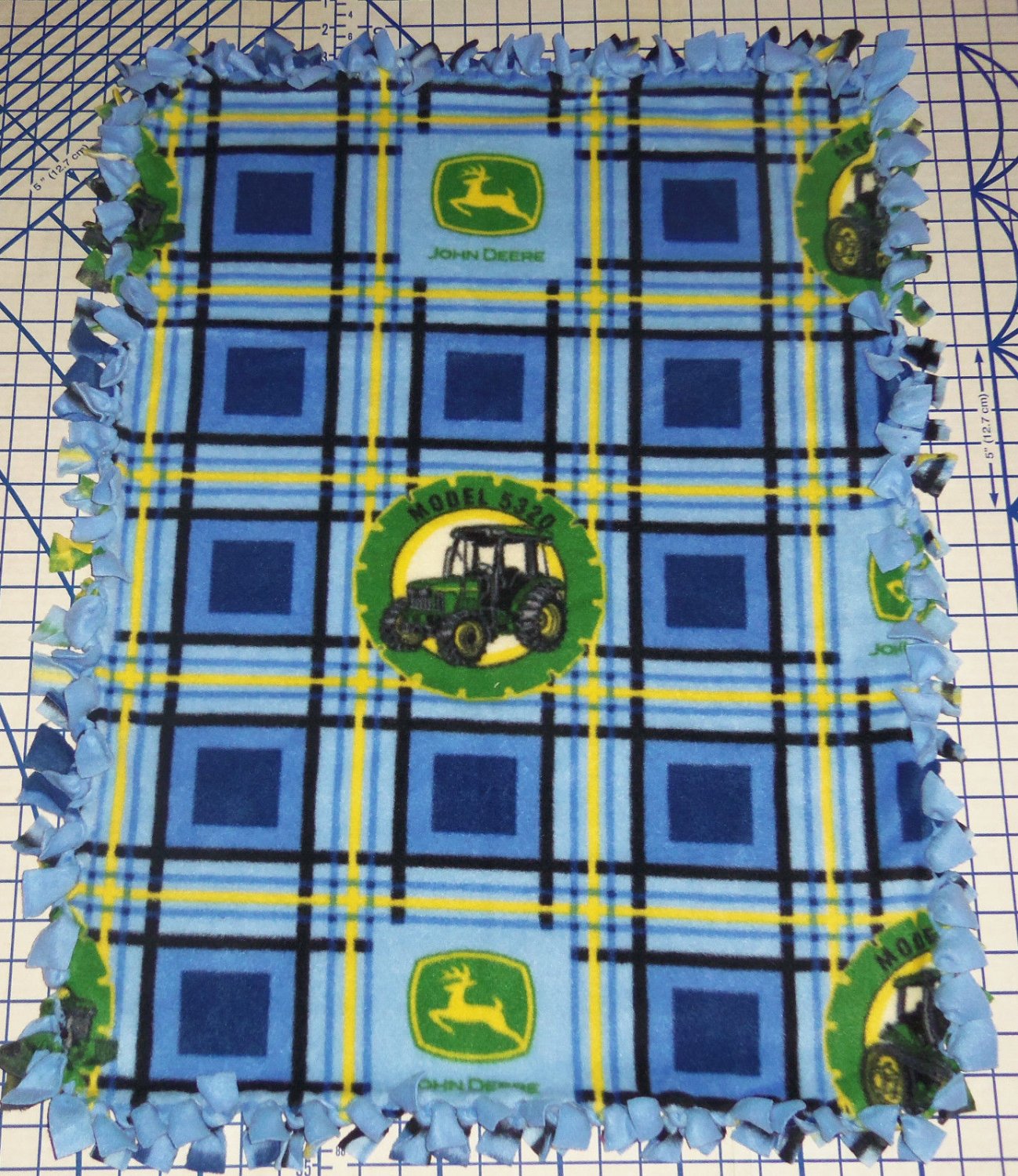 John Deere Fleece Blanket Baby Tractors Blue Plaid Pet Stroller Hand