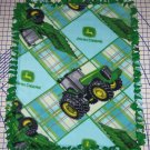 John Deere Fleece Baby Blanket Pet Lap 30" x 24" Blue and Green Tractors
