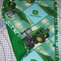 John Deere Fleece Baby Blanket Pet Lap 30" x 24" Blue and Green Tractors