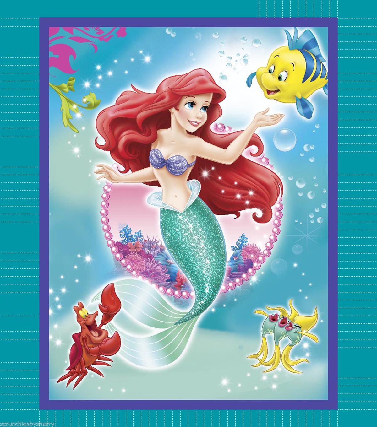 Disney Princess Ariel Blanket Little Mermaid Flounder Hand Tied Fleece