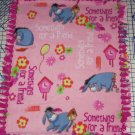 Disney Winnie the Pooh Eeyore Pink Fleece Baby Blanket Pet Lap Hand Tied New