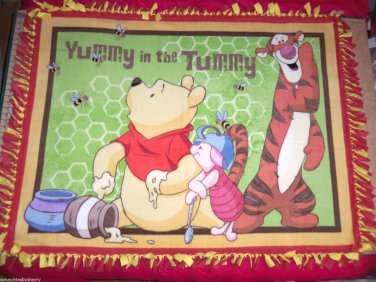 Disney Winnie Pooh Tigger Piglet Fleece Blanket Yummy Panel
