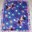 Disney Minnie Mouse Fleece Baby Blanket Floral Blue Purple Hand Tied Pet Lap