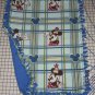 Disney Mickey & Minnie Mouse Blanket Hand Tied Blue Plaid Fleece Baby Pet Lap