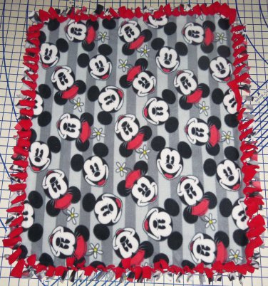 Disney Mickey & Minnie Mouse Gray Blanket Hand Tied Fleece Baby Pet Lap