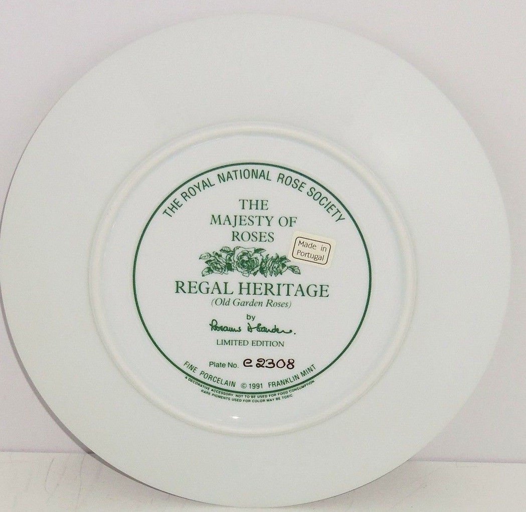 Majesty Rose Flowers Collector Plate The Franklin Mint Regal Heritage