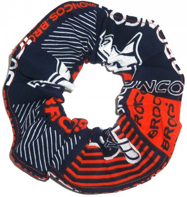 Denver Broncos Football Patchwork Fabric Hair Scrunchie Scrunchies NFL