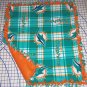 Miami Dolphins Blanket Plaid Fleece Baby Pet Dog NFL Football Hand Tied