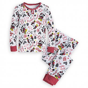 Disney Store Mickey and Minnie Mouse PJ PALS for Girls I Love Mickey Collection Size 5