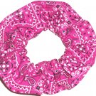 Strawberry Pink Bandana Print Fabric Hair Scrunchie Scrunchies By Sherry