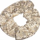 Tan Bandana Print Fabric Hair Scrunchie Scrunchies By Sherry Tan Bandana Print Fabric Hair Scrunchie Scrunchies By Sherry