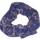Navy Bandana Print Fabric Hair Scrunchie Scrunchies By Sherry