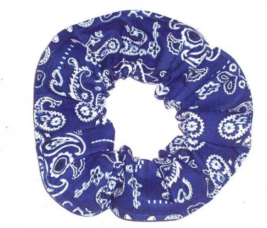 Blue White Bandana Print Fabric Hair Scrunchie Scrunchies By Sherry