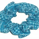 Turquiose Bandana Print Fabric Hair Scrunchie Scrunchies By Sherry