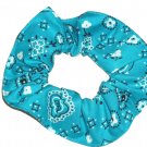 Bright Turquiose Bandana Print Fabric Hair Scrunchie Scrunchies By Sherry Bright Turquiose Bandana Print Fabric Hair Scrunchie Scrunchies By Sherry