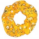 Gold Bandana Print Fabric Hair Scrunchie Scrunchies By Sherry