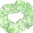 Light Green Bandana Print Fabric Hair Scrunchie Scrunchies By Sherry