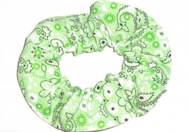 Light Green Bandana Print Fabric Hair Scrunchie Scrunchies By Sherry