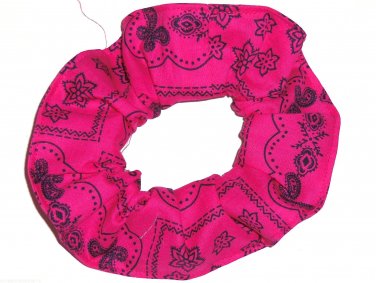 Fuchsia Hot Pink Bandana Print Fabric Hair Scrunchie Scrunchies By Sherry