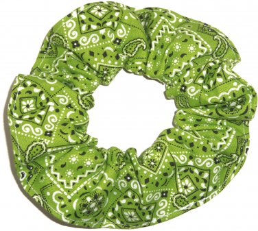 Lime Green Bandana Print Fabric Hair Scrunchie Scrunchies By Sherry