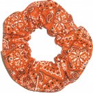 Orange Bandana Print Fabric Hair Scrunchie Scrunchies By Sherry